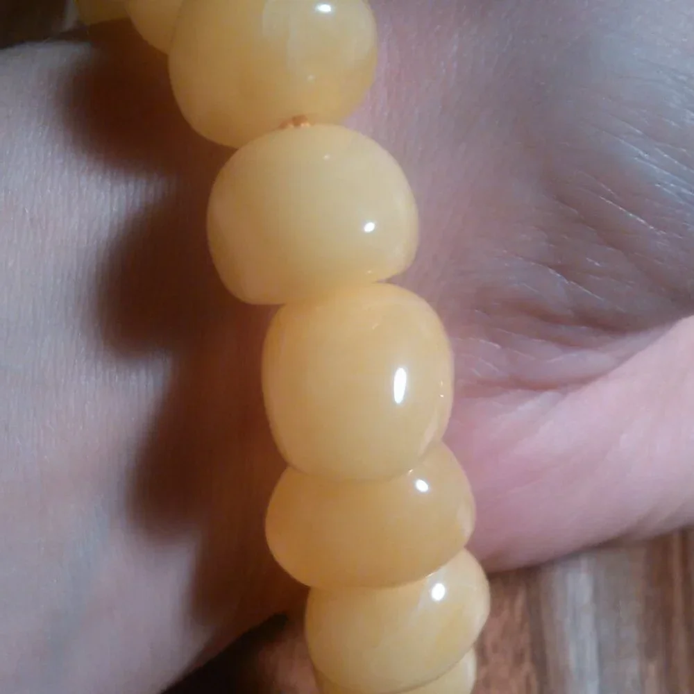 Golden Color Lab Created Light Amber Nuggets Stretch Bracelet